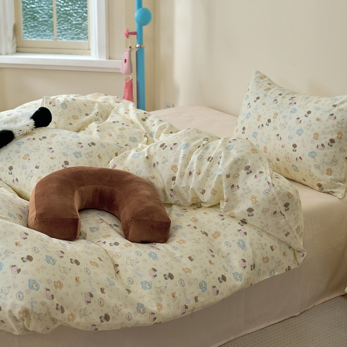 91家纺网 家纺一手货源 找家纺 洋铭区（原狠狠爱） 2024新款无边全棉双层纱四件套 动物乐园