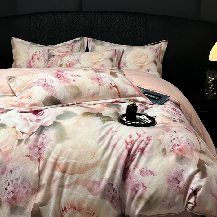 91家纺网 家纺一手货源 找家纺 宅家居 2024新款花卉亲肤棉数码印花加厚陶瓷生态磨毛四件套 花蜜