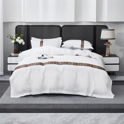 罗菲尼酒店用品 2025新款织带高仿棉酒店四件套宾馆四件套 瑞丽