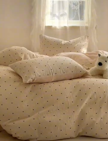 91家纺网 家纺一手货源 找家纺 洋铭区（原狠狠爱） 2024新款双层纱牛奶绒四件套系列 小米粒