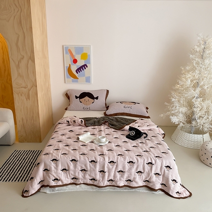 麻依 2024新款十层纱布泡芙被纱布被子秋冬被 卡通女孩