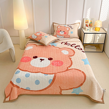 91家纺网 家纺一手货源 找家纺 （总）源舜家纺 2025新款AB版云貂绒床盖 开心熊