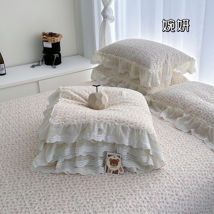 91家纺网 家纺一手货源 找家纺 （总）佰织鑫 2024新款韩系仙女款全棉A类母婴双层纱床盖款春秋被四件套