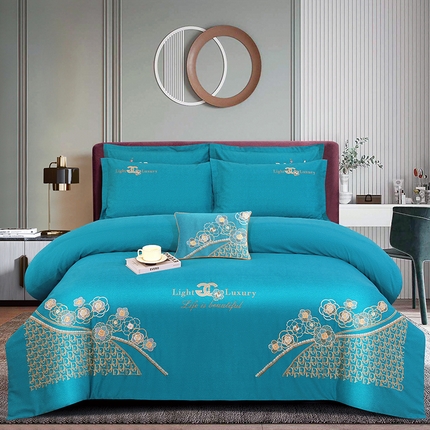 91家纺网 家纺一手货源 找家纺 （总）浩情国际婚庆供货中心 2026新款120支刺绣高端刺绣全棉磨毛四件套-美尼亚