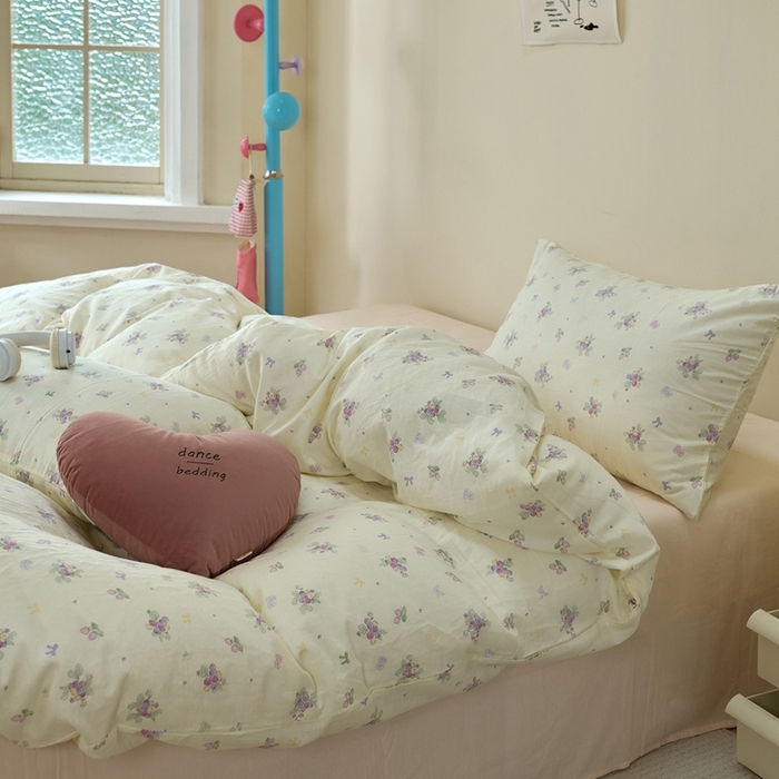 91家纺网 家纺一手货源 找家纺 洋铭区（原狠狠爱） 2024新款无边全棉双层纱四件套 紫果果