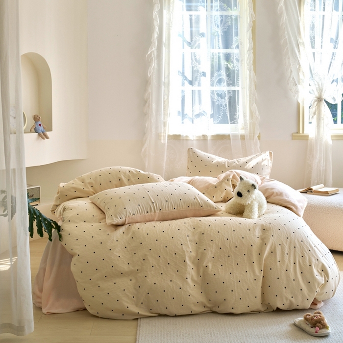 91家纺网 家纺一手货源 找家纺 洋铭区（原狠狠爱） 2024新款双层纱牛奶绒四件套系列 小米粒