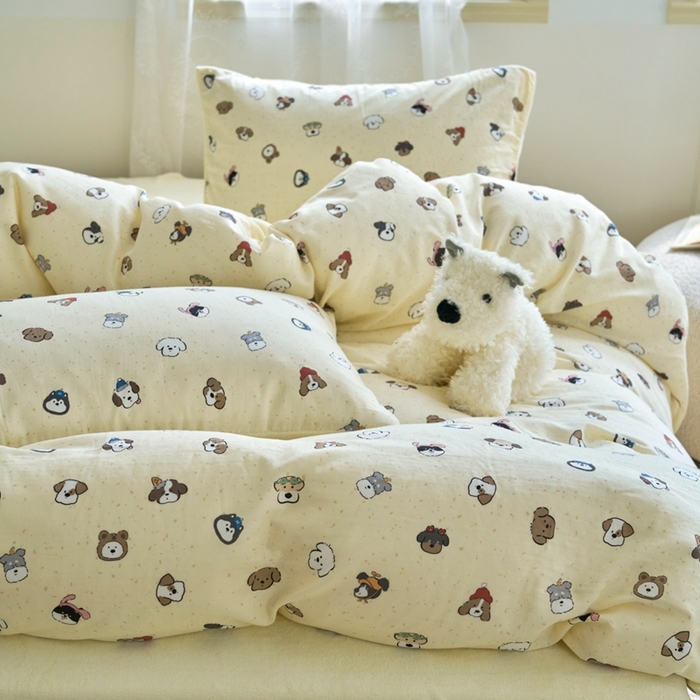 91家纺网 家纺一手货源 找家纺 洋铭区（原狠狠爱） 2024新款双层纱牛奶绒四件套系列 呆呆萌宠