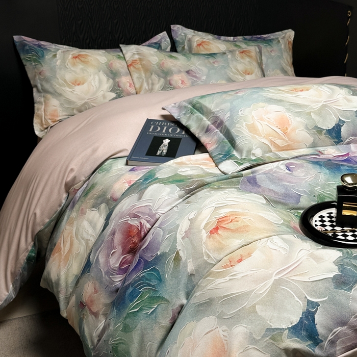 91家纺网 家纺一手货源 找家纺 宅家居 2024新款花卉亲肤棉数码印花加厚陶瓷生态磨毛四件套 梦幻花园