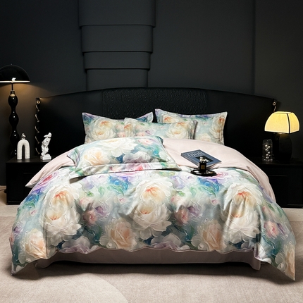 宅家居 2024新款花卉亲肤棉数码印花加厚陶瓷生态磨毛四件套 梦幻花园