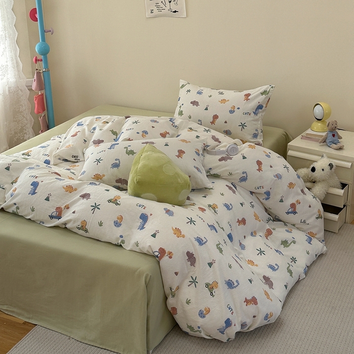 91家纺网 家纺一手货源 找家纺 洋铭区（原狠狠爱） 2024新款无边全棉双层纱四件套 小霸龙