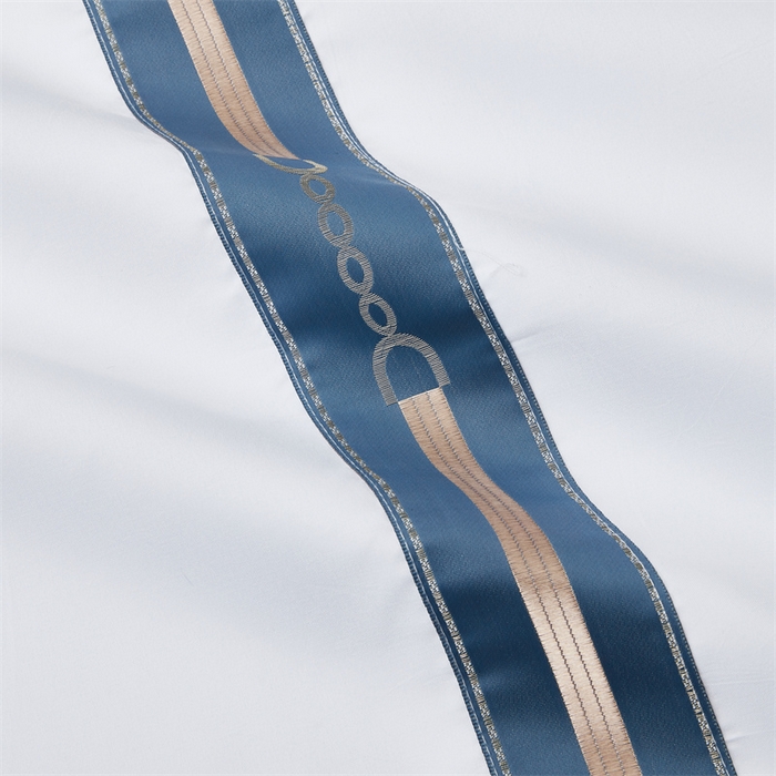 91家纺网 家纺一手货源 找家纺 罗菲尼酒店用品 2025新款织带高仿棉酒店四件套宾馆四件套 蓝晶