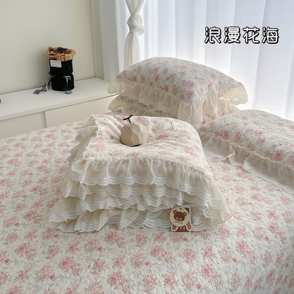 91家纺网 家纺一手货源 找家纺 （总）佰织鑫 2024新款韩系仙女款全棉A类母婴双层纱床盖款春秋被四件套