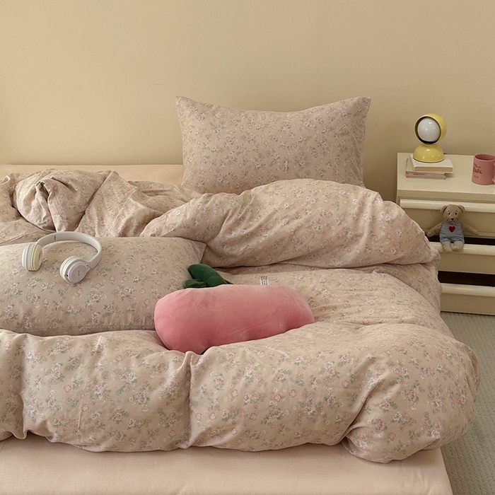 91家纺网 家纺一手货源 找家纺 洋铭区（原狠狠爱） 2024新款无边全棉双层纱四件套 浪漫花季