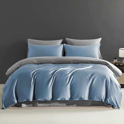 淳绵家居 2024新款50*50S长绒棉纯色定制四件套特殊尺寸一件可定被套枕套床单床笠-孚星 月光蓝+星辰灰