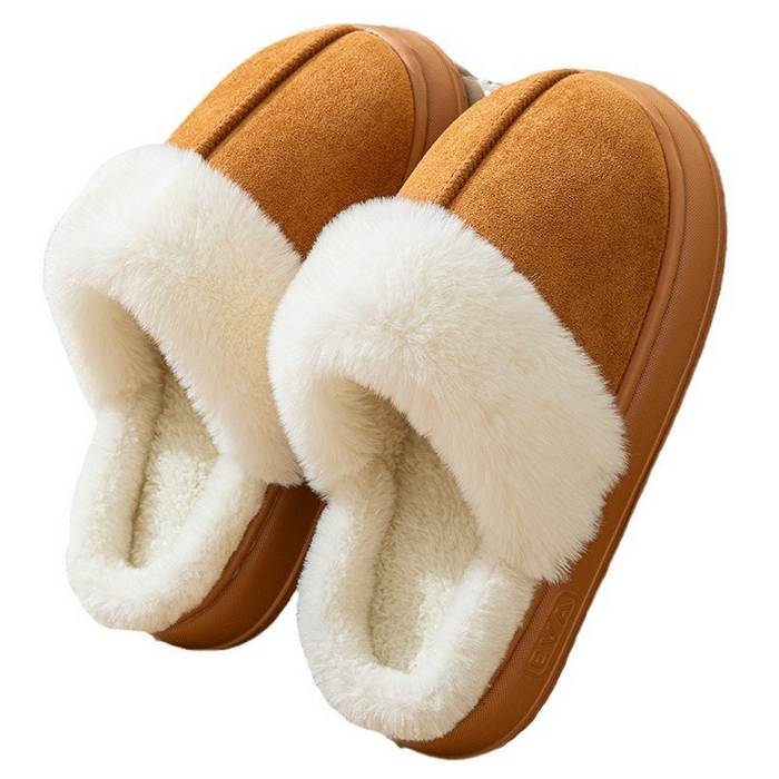 91家纺网 家纺一手货源 找家纺 （总）良品汇馆 2024【保暖毛绒拖鞋】日式无印棉拖鞋秋冬居家保暖毛毛绒良品室内男女冬天厚底情侣拖鞋