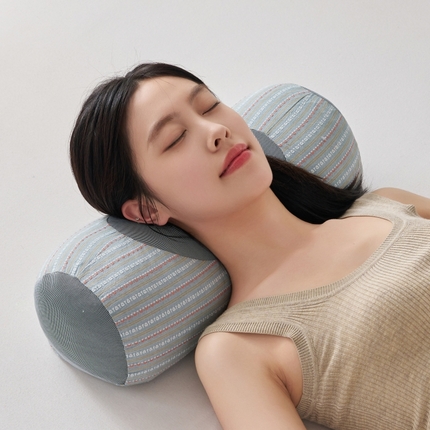 91家纺网 家纺一手货源 找家纺 （总）乐可 2024新款全棉3D条纹荞麦立体枕枕头枕芯46*15*20cm