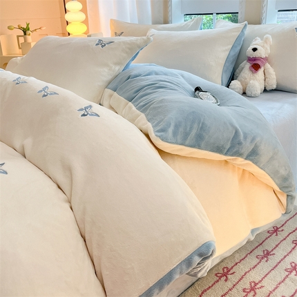 91家纺网 家纺一手货源 找家纺 （总）床绮 2025新款梦幻散点绣牛奶绒刺绣四件套