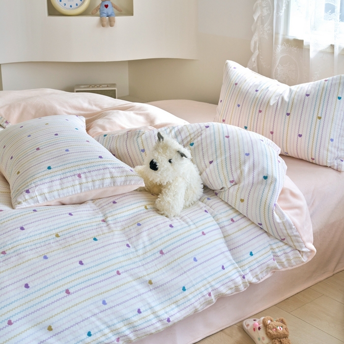 91家纺网 家纺一手货源 找家纺 洋铭区（原狠狠爱） 2024新款双层纱牛奶绒四件套系列 紫赯甜心