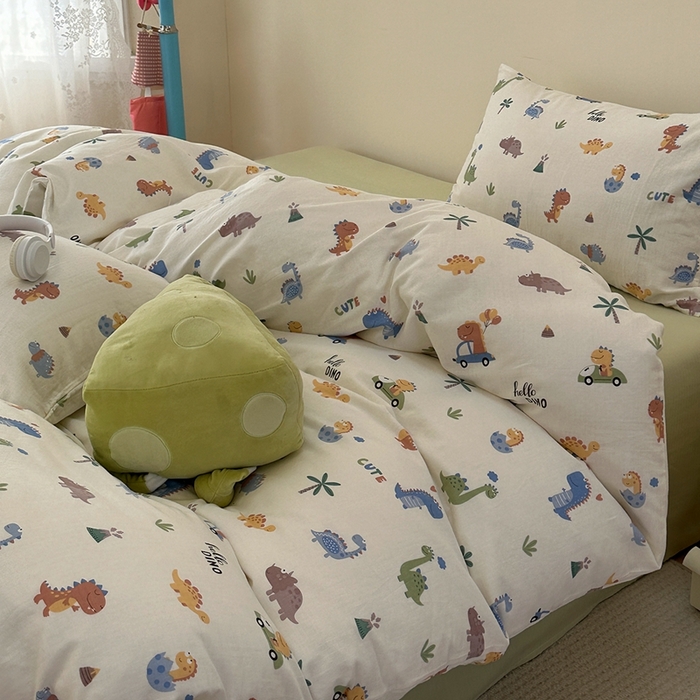 91家纺网 家纺一手货源 找家纺 洋铭区（原狠狠爱） 2024新款无边全棉双层纱四件套 小霸龙