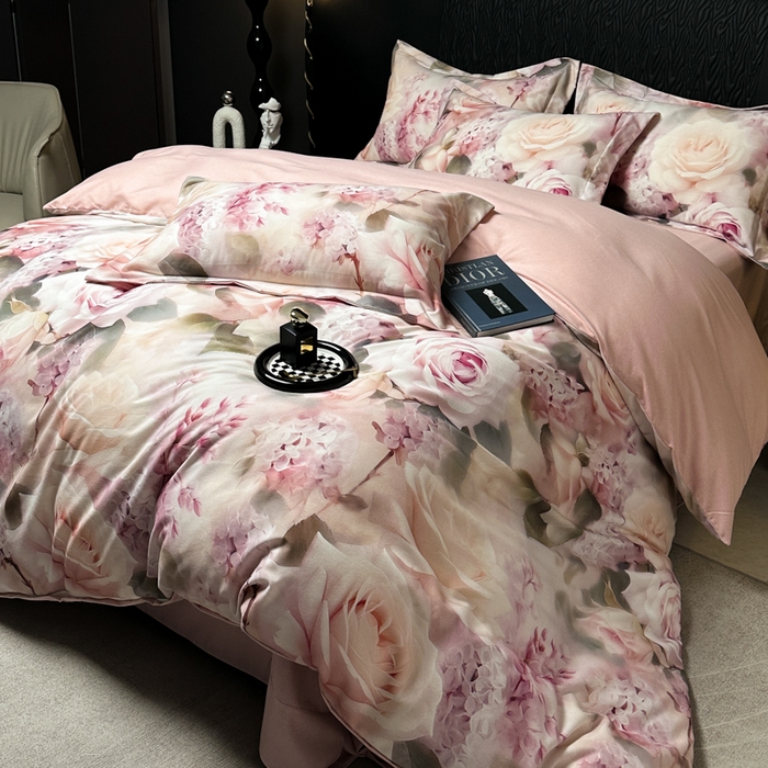 91家纺网 家纺一手货源 找家纺 宅家居 2024新款花卉亲肤棉数码印花加厚陶瓷生态磨毛四件套 花蜜
