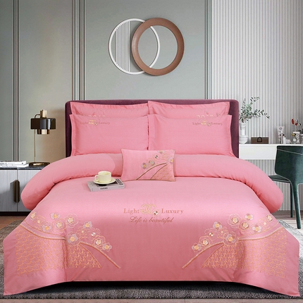 浩情国际婚庆供货中心 2026新款120支刺绣高端刺绣全棉磨毛四件套-美尼亚 美尼亚-公主粉