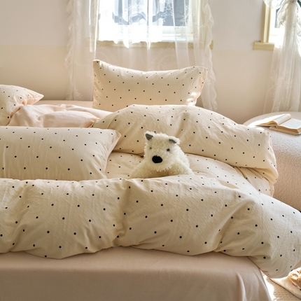 91家纺网 家纺一手货源 找家纺 洋铭区（原狠狠爱） 2024新款双层纱牛奶绒四件套系列 小米粒