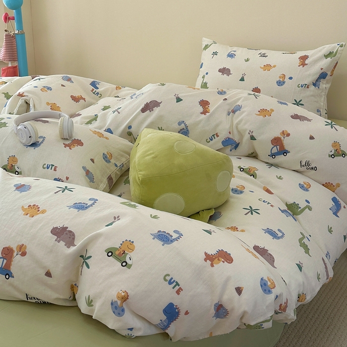 91家纺网 家纺一手货源 找家纺 洋铭区（原狠狠爱） 2024新款无边全棉双层纱四件套 小霸龙