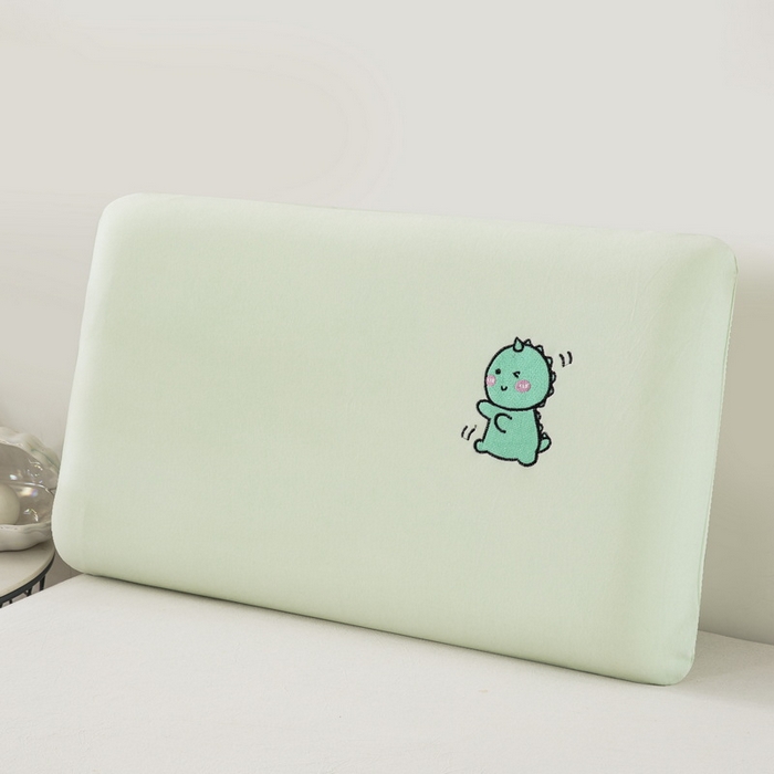 91家纺网 家纺一手货源 找家纺 大黄蜂家居家纺 2025新款德绒暖感纤维面包枕套（专版花型 翻版必究） 小恐龙绿