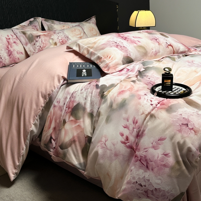 91家纺网 家纺一手货源 找家纺 宅家居 2024新款花卉亲肤棉数码印花加厚陶瓷生态磨毛四件套 花蜜