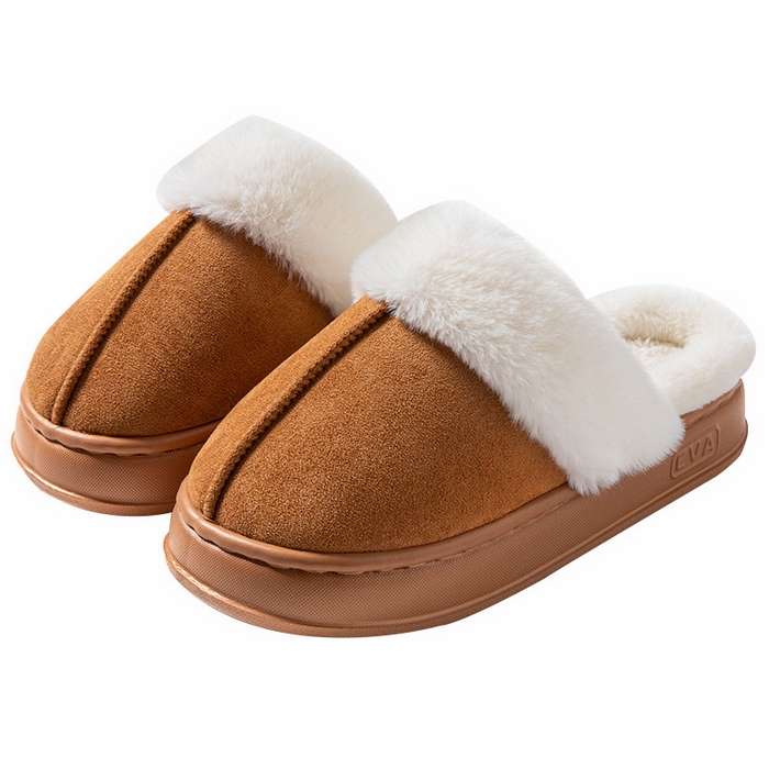 91家纺网 家纺一手货源 找家纺 （总）良品汇馆 2024【保暖毛绒拖鞋】日式无印棉拖鞋秋冬居家保暖毛毛绒良品室内男女冬天厚底情侣拖鞋