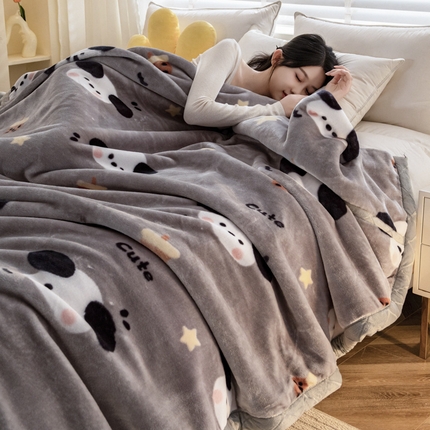 91家纺网 家纺一手货源 找家纺 丹兰 2025新款大版拉舍尔毛毯 72#晚安小狗