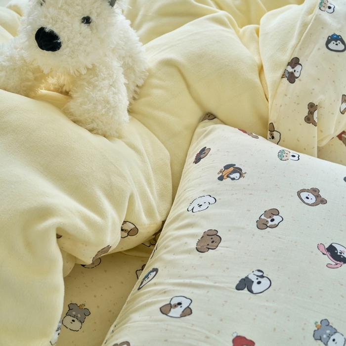 91家纺网 家纺一手货源 找家纺 洋铭区（原狠狠爱） 2024新款双层纱牛奶绒四件套系列 呆呆萌宠