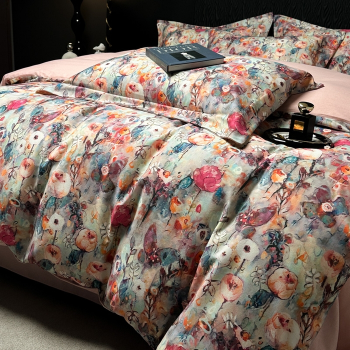 91家纺网 家纺一手货源 找家纺 宅家居 2024新款花卉亲肤棉数码印花加厚陶瓷生态磨毛四件套 花漫舞曲