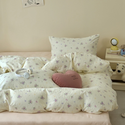 洋铭区（原狠狠爱） 2024新款无边全棉双层纱四件套 紫果果