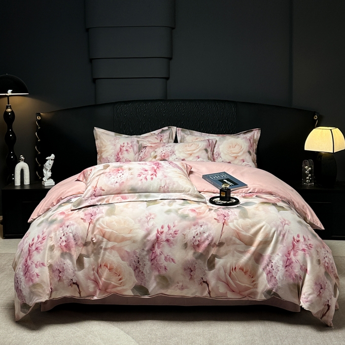 91家纺网 家纺一手货源 找家纺 宅家居 2024新款花卉亲肤棉数码印花加厚陶瓷生态磨毛四件套 花蜜