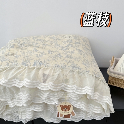 佰织鑫 2024新款韩系仙女款全棉双层纱春秋被被子被芯 蓝枝