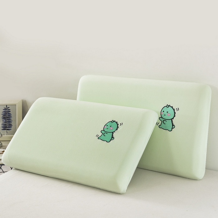 91家纺网 家纺一手货源 找家纺 大黄蜂家居家纺 2025新款德绒暖感纤维面包枕套（专版花型 翻版必究） 小恐龙绿