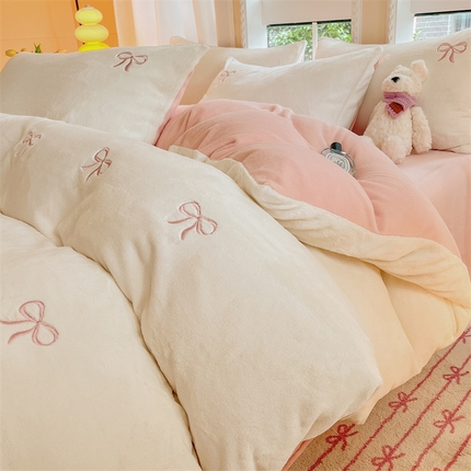 91家纺网 家纺一手货源 找家纺 （总）床绮 2025新款梦幻散点绣牛奶绒刺绣四件套