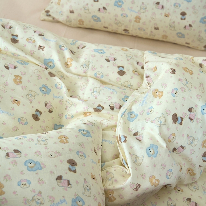 91家纺网 家纺一手货源 找家纺 洋铭区（原狠狠爱） 2024新款无边全棉双层纱四件套 动物乐园