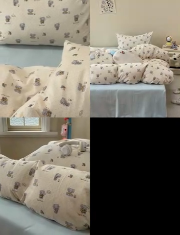 91家纺网 家纺一手货源 找家纺 洋铭区（原狠狠爱） 2024新款无边全棉双层纱四件套 顽皮小象