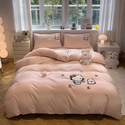 91家纺网 家纺一手货源 找家纺 （总）奈颜 2024新款加厚牛奶绒毛巾绣四件套