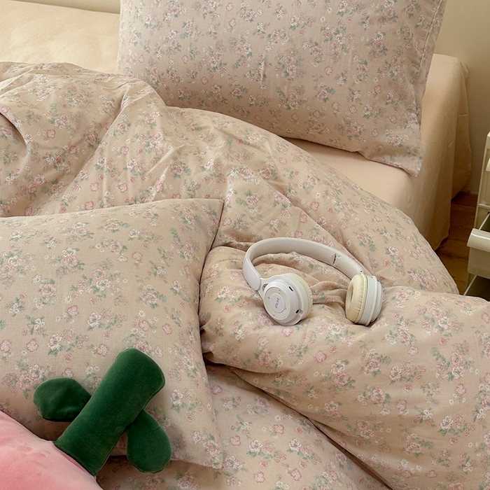 91家纺网 家纺一手货源 找家纺 洋铭区（原狠狠爱） 2024新款无边全棉双层纱四件套 浪漫花季