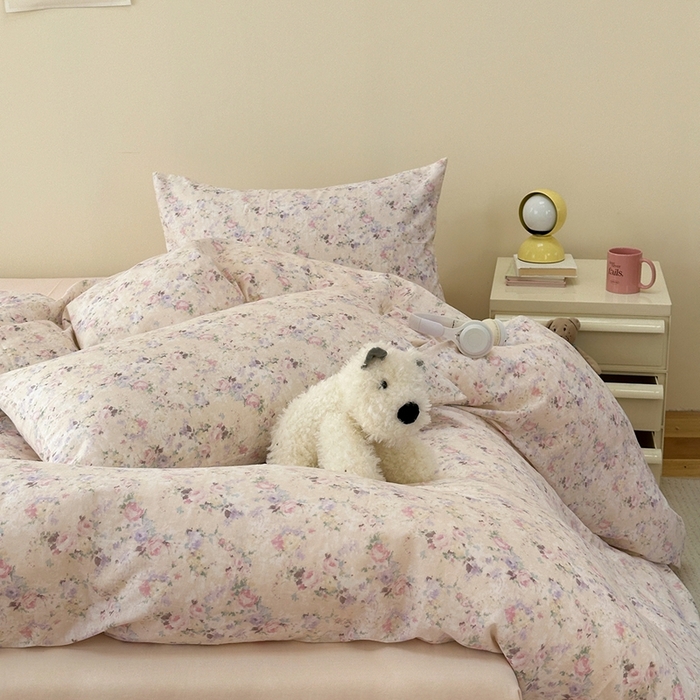 91家纺网 家纺一手货源 找家纺 洋铭区（原狠狠爱） 2024新款无边全棉双层纱四件套 花蜜