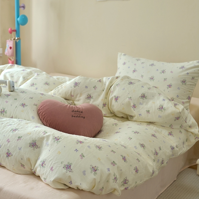 91家纺网 家纺一手货源 找家纺 洋铭区（原狠狠爱） 2024新款无边全棉双层纱四件套 紫果果