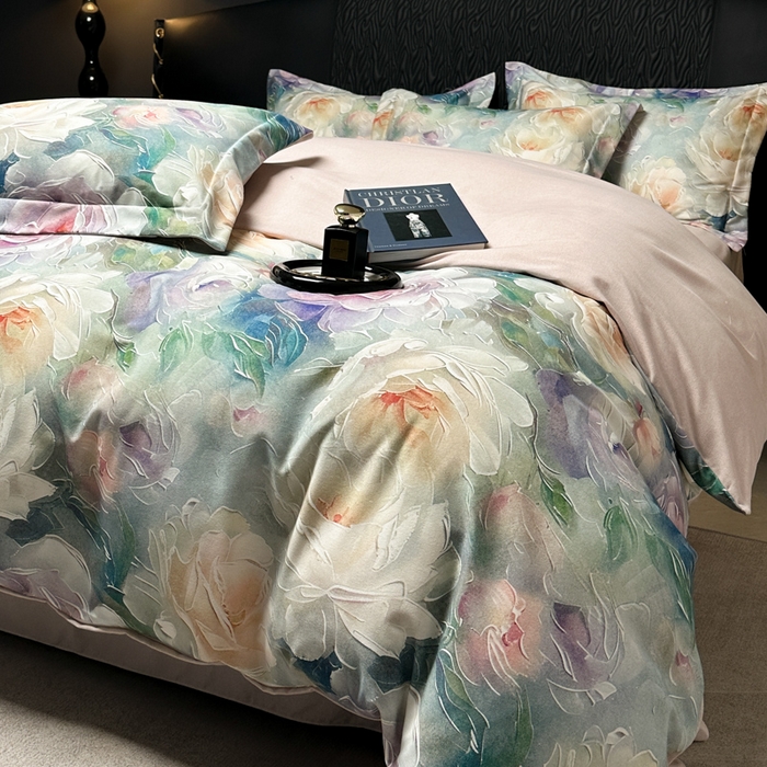 91家纺网 家纺一手货源 找家纺 宅家居 2024新款花卉亲肤棉数码印花加厚陶瓷生态磨毛四件套 梦幻花园