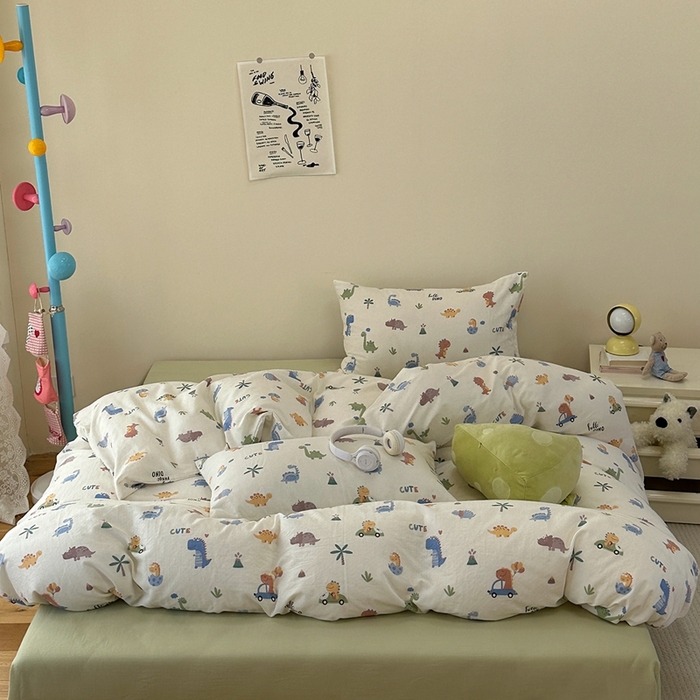 91家纺网 家纺一手货源 找家纺 洋铭区（原狠狠爱） 2024新款无边全棉双层纱四件套 小霸龙