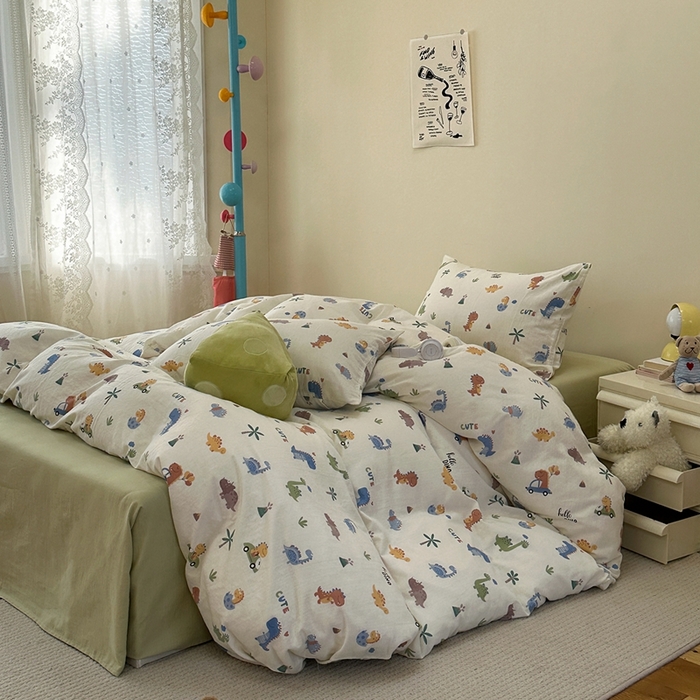 91家纺网 家纺一手货源 找家纺 洋铭区（原狠狠爱） 2024新款无边全棉双层纱四件套 小霸龙