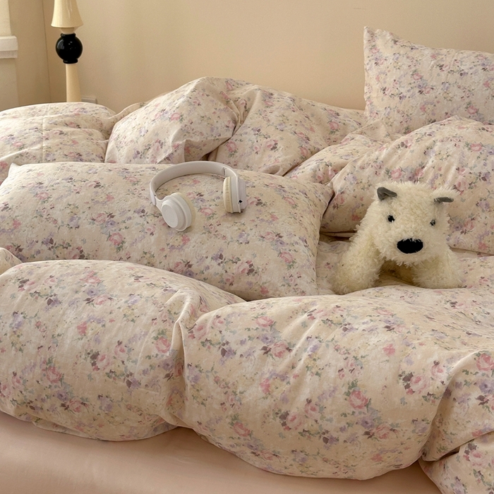 91家纺网 家纺一手货源 找家纺 洋铭区（原狠狠爱） 2024新款无边全棉双层纱四件套 花蜜