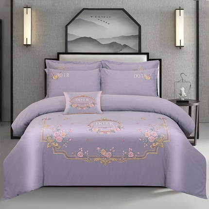 91家纺网 家纺一手货源 找家纺 （总）浩情国际婚庆供货中心 2026新款120支刺绣高端刺绣全棉磨毛四件套-玫瑰花园