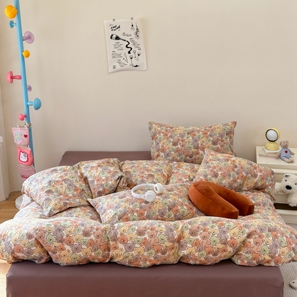 洋铭区（原狠狠爱） 2024新款无边全棉双层纱四件套 嘟嘟熊